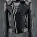 HANDMADE Men Black Punk Silver Long Spiked Studded Leather Buttons Up Jacket Silver Studs and Spikes Black Leather Made to Orders Studs Spik