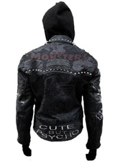 Spiked Pins Badges And Patches Gothic Men, Monster Punk Leather Jacket, Queen Sex Pistol Biker's Outfit, Personalized Studded Skull Fashion,