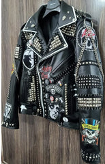 Personalized Men Patches Studded Fashion Jacket