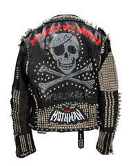 Metalwork Pins Spiked Heavy Studded Punk Rock, Gothic Fashion Cow Leather, Biker's Jacket Men, Steampunk Skull Patch, Personalized Outfit,