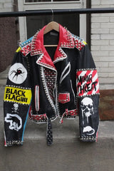 Men's Steampunk Gothic Personalized Jacket, Customize Handmade Bikers Patches Jacket, Motorbike Brando Studded Fashion Jacket,