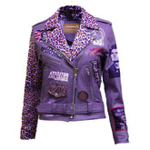 Jaguar Print Biker's Clothing, Patchwork Fashion Cowhide Leather, Social Distortion Punk Rock Jacket, Wobbles Sex Pistol Men, Belted Outfit,
