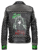Long Metalwork Spiked Leather, Punk Rock Vampira Gothic Clothing, Outfit Men Steampunk Studded, Patches Cannibal Corpse, Biker's Jacket,