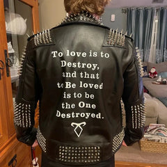 Studwork Spike Men Leather, Heavy Metal Battle Tree Spikes, Biker's Clothing Handmade, Steampunk Destroy Love Jacket, Gothic Patchwork,