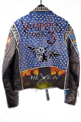 Unyielding Studded Leather Jacket Handmade Biker Silver Cone Spikes Punk Rock Patches & Rebel Spirit