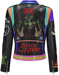 Women’s Punk Rock Leather Jacket – Chaos UK Patch, Studded Gothic Moto Fit, Custom Leather Clubwear