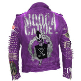 Biker's Purple Mooca Caboel Gothic Fashion, Steampunk Studded Cow Leather Jacket, Heavy Metal Studs Deadly Mosh, Men's Club Wear Jacket,