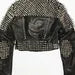 Women’s Punk Leather Jacket – Silver Spiked Brando Style with Front Zipper, Custom Gothic Partywear
