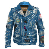 Pin Badges And Spiked Steampunk Gothic, Women's Mooca Caboel Patches Leather Wear, Studded Fashion Deadly Mosh Punk Rock, Biker's Jacket,