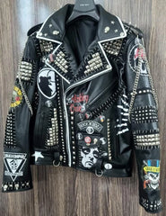 Personalized Men Patches Studded Fashion Jacket