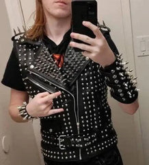 Spiked Studded Women Vest Jacket, Punk Biker Gothic, Personalized Belted Studwork, Leather Clothing Vest Ladies, Motorbike Bachelor's Wear,