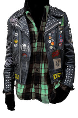 Spiked Pins Badges And Patches Gothic Men, Monster Punk Leather Jacket, Queen Sex Pistol Biker's Outfit, Personalized Studded Skull Fashion,
