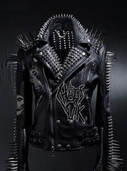 Punk Rock Gothic Patchwork Men's, Steampunk Spiked Studded, Chaos UK Patches Jacket, Biker Misfit Leather, Handmade Queen Sex Pistol Outfit,