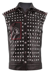 Biker's Club Wear Pyramid Studs Premium Leather Patches Handmade Vest Jacket