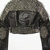 Handmade Brando Style Punk Silver Spiked Woman Studded Cowhide Leather Jacket