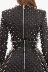 WOMEN Silver Studded Leather Jacket TOP ONLY, Spiked Leather Jacket, Women Steam Punk Spike Jacket, Gothic Hippie Silver Spikes Jacket Women