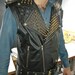 Gold Studded VEST JACKET HANDMADE Men Black Punk Silver Long Spiked Studded Leather Buttons Up Vest Golden Studs and Spikes Black Leather