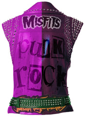 Two Tone Heavy Spiked Punk Rock, Aus Rotten Women's Handmade Vest, Brando Sleeveless Jacket, The Adicts Outfit, Leather Misfit Club Wear,