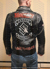 Personalized Men's Multi-Studded Premium Leather Biker's Patches Gothic Steampunk Fashion Brando Jacket