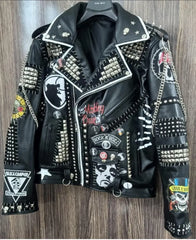 Personalized Men Patches Studded Fashion Jacket