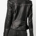 Women Silver Studded Leather Jacket Spiked Silver Color Studs Real Leather Black Leather Jacket #Handmade #Women #Leather #Jacket #Studwork