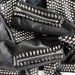 Handmade Women Black Leather Rock Women Steam Punk Style Studded Biker Jacket Silver Long Studs Spiked Jacket (389)