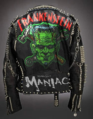 Studwork Spiked Handmade Men Clothing, Frankenstein Gothic Leather, Pins Buckles Studded Jacket, Evil Dead Halloween Fashion Outfit,