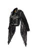Men's Black Brando Biker Jacket with Silver Studs and Long Fringe – Premium Cowhide Leather, Stylish & Durable Motorcycle Gear Finges Hippe