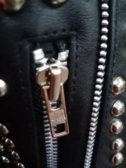 Men’s Gothic Biker Leather Jacket – Brando Style with Long Spikes, Silver Studded Moto Fit, Custom Steampunk Fashion