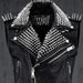VEST JACKET HANDMADE Men Black Punk Silver Long Spiked Studded Leather Buttons Up Vest Silver Studs and Spikes Black Leather Studs Spike