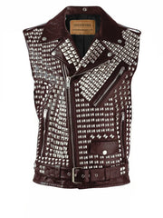 Women's Vest Jacket Heavy Pyramid Studded, Biker's Shoulder Epaulettes Punk Gothic, Steampunk Studs Waist Belted Vest, Sleeveless Jacket,