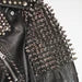 Handmade Women Black Leather Rock Women Steam Punk Style Studded Biker Jacket Silver Long Studs Spiked Jacket (389)