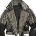 Handmade Women Black Leather Rock Women Steam Punk Style Studded Biker Jacket Silver Long Studs Spiked Jacket (389)