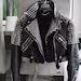 Handmade Brando Style Punk Silver Spiked Woman Studded Cowhide Leather Jacket