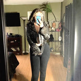 Women’s Studded Leather Jacket – Belted Slim-Fit Brando Style with Silver Spikes, Custom Gothic Moto Partywear