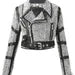 STUDWORK Handmade Woman Silver Studded Leather Jacket, Leather Steam Punk Studs Biker Leather Jacket, SpikesandStuds Belted Leather Jacket
