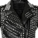 Women Leather Studded Vest, Handmade Woman Studded Leather Vest, Black Spike Belted Studs Zipper Brando Leather Vest Pocket made to order