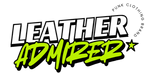 Logo for 'Leather Admirer' with punk clothing brand text on a white background