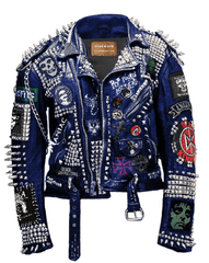 Customized Men's Multi - Studded Leather Punk Rock Jacket, Gothic Patchwork Fashion, Biker's Coat, Steampunk Fashion - Leather Admirer