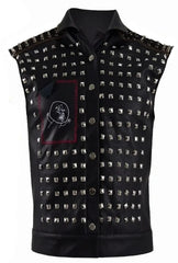 Classic Handmade Men Biker's Spikes Studded Punk Patches Gothic Vest Jacket