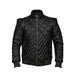Handmade Men Studded Quilted Leather Steam Punk Motorcycle Jacket