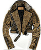 Custom Black Leather Jacket with Golden Studs | Handmade Rock & Roll Fashion | Statement Spiked Jacket | Punk, Goth, or Festival Wear