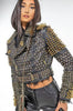 Gothic Punk Leather Jacket – Women’s Belted Biker Style with Long Bullet Spikes & Studs