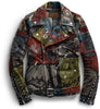 Men’s Studded Punk Leather Jacket – Waist Belted Gothic Moto Fit with King Diamond Patch, Custom Steampunk Style
