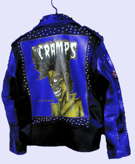 Silver Studded Handmade Biker's Gothic, Two Tone Leather Fashion Jacket, The Cramps Brando Punk Rock, Dead Kennedy Studded Jacket,