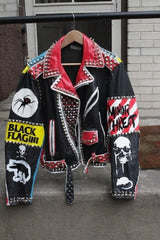 Men's Steampunk Gothic Personalized Jacket, Customize Handmade Bikers Patches Jacket, Motorbike Brando Studded Fashion Jacket,