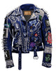 Studwork Spiked Gothic Men, Steampunk Studded Jacket, Cowhide Leather Patchwork, Dead Kennedy Clothing, Skull Social Tendencies Jacket,
