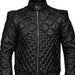 Handmade Men Studded Quilted Leather Steam Punk Motorcycle Jacket
