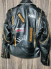 Men's Multicolor Alice Cooper Guns N' Roses Skull & Bones Patches, Studded Chain Leather Jacket, Punk Rocker Style
