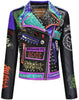 Women’s Punk Rock Leather Jacket – Chaos UK Patch, Studded Gothic Moto Fit, Custom Leather Clubwear